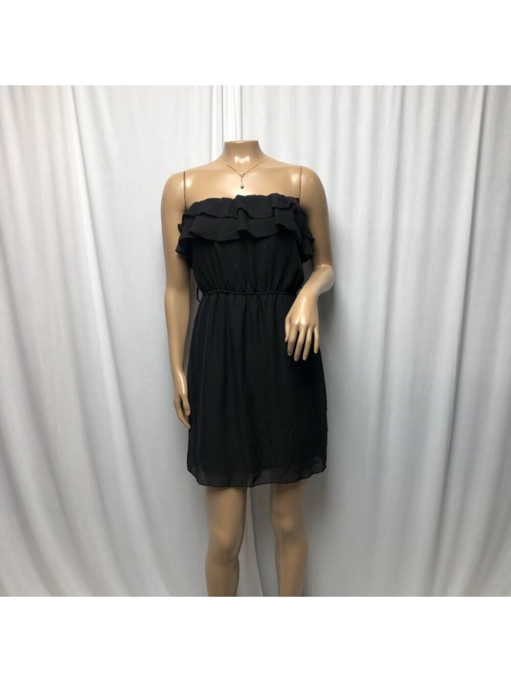 Maurices Short Dress Womens Size Small Black Ruffles Strapless Lined Party NEW